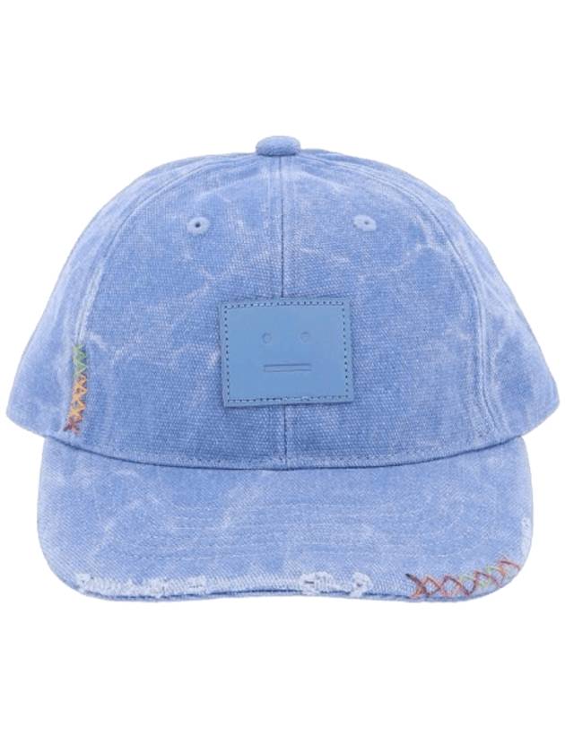 Leather Face Patch Ball Cap Blue - ACNE STUDIOS - BALAAN 1