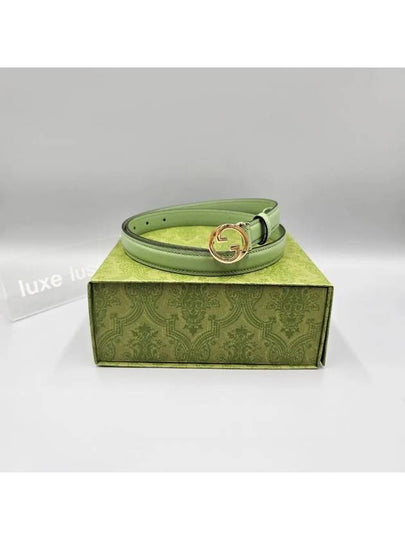 Blondie Thin Leather Belt Sage Green - GUCCI - BALAAN 2