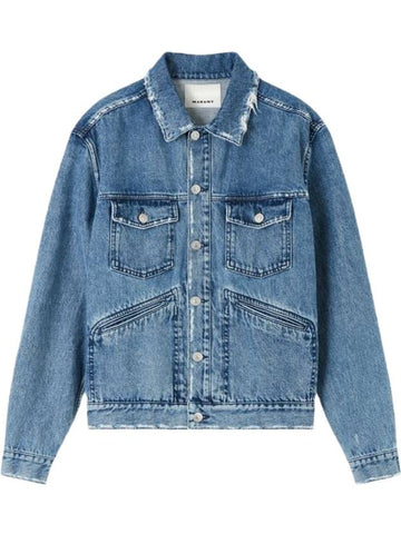 Jango Embroidered Logo Denim Jacket Blue - ISABEL MARANT - BALAAN 1