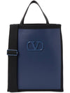 V logo tote bag navy black - VALENTINO - BALAAN.