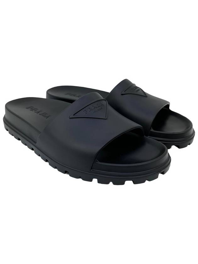 Triangle Logo Rubber Slippers Black - PRADA - BALAAN 2