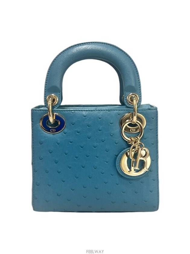 Clover Lady Mini Ostrich Bag M0505OAAT M08Z Azure Blue - DIOR - BALAAN 1