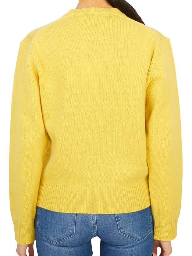 Embroidered Logo Crew Neck Wool Knit Top Yellow - SPORTY & RICH - BALAAN 5