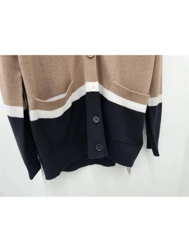 Striped Cashmere Silk Cardigan Camel - BURBERRY - BALAAN.