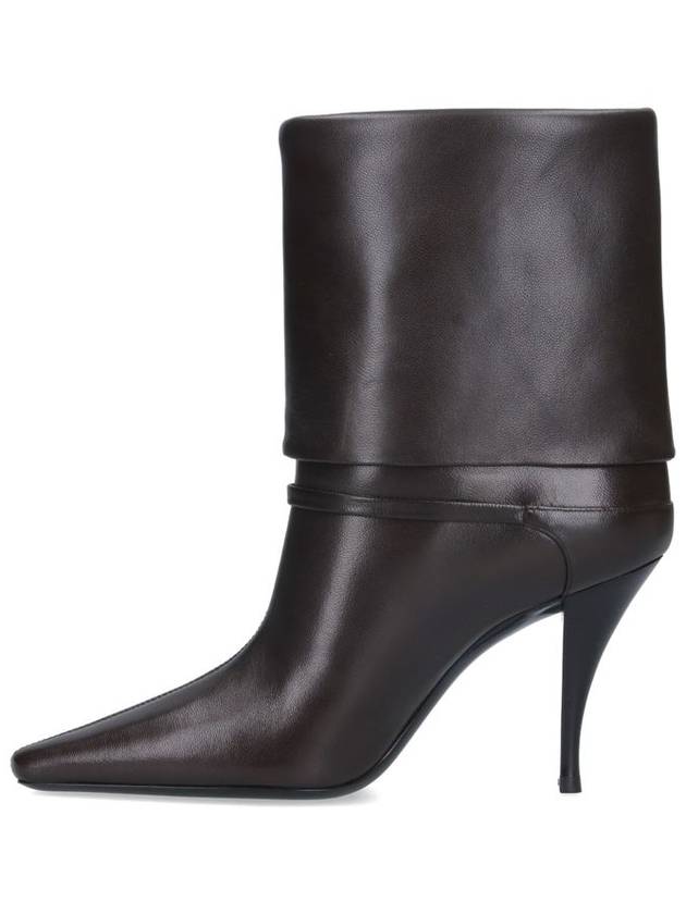 Niki Leather Ankle Boots Eagle Brown - SAINT LAURENT - BALAAN 3