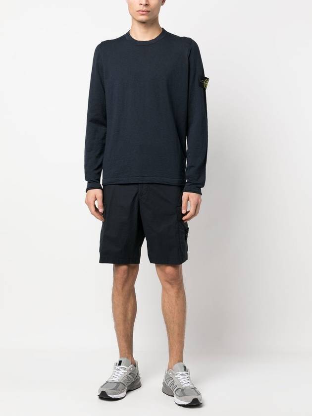 Compass Badge Ribbed Cotton Knit Top Navy - STONE ISLAND - BALAAN 4