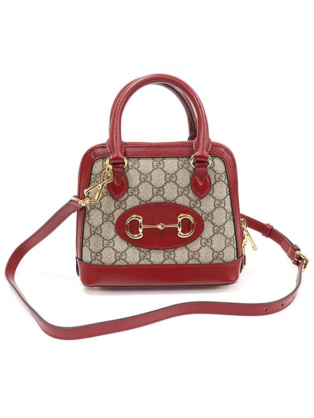 640716 GG Supreme Canvas Red Leather Horsebit 1955 Mini Top Handle Bag 2WAY - GUCCI - BALAAN 1