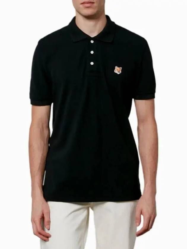 Fox Head Patch Cotton Polo Shirt Black - MAISON KITSUNE - BALAAN 4