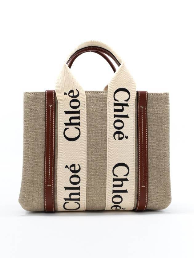 Woody Small Canvas Tote Bag White Brown Beige - CHLOE - BALAAN 2