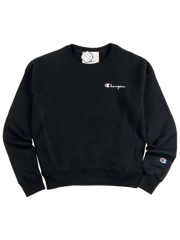 Reverse Embroidered Script Crew Neck Sweatshirt Black - CHAMPION - BALAAN 2