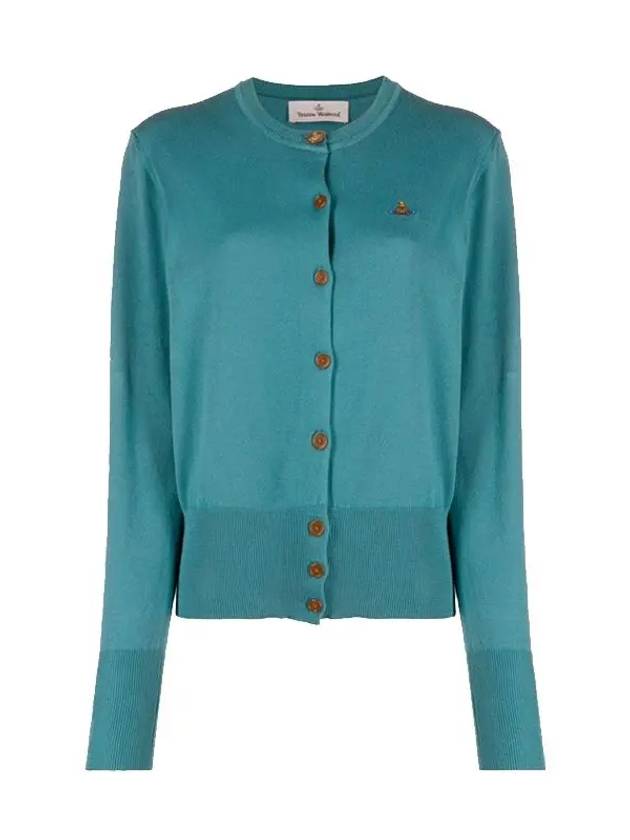 Bea Embroid Logo Cotton Cardigan Blue - VIVIENNE WESTWOOD - BALAAN 2