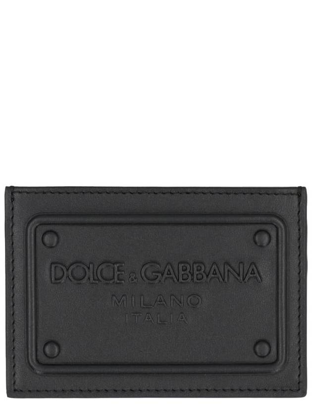 Raised Logo Calfskin Card Wallet Black - DOLCE&GABBANA - BALAAN 2