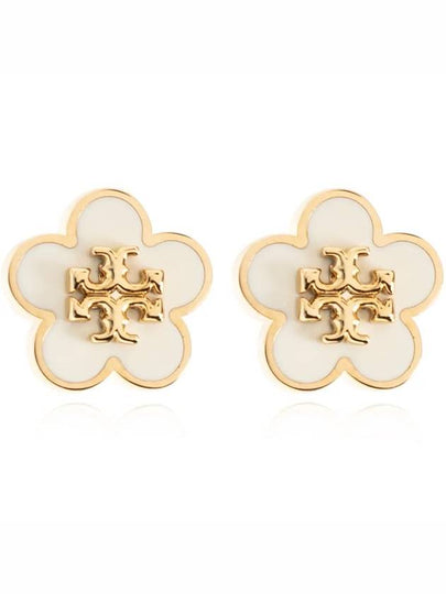 Kira Flower Stud Earrings White Gold - TORY BURCH - BALAAN 2