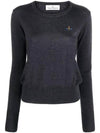 Women's Embroidered Logo Bea Wool Knit Top Grey - VIVIENNE WESTWOOD - BALAAN 2