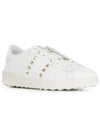 Rockstud Untitled Calfskin Low Top Sneakers White - VALENTINO - BALAAN 3