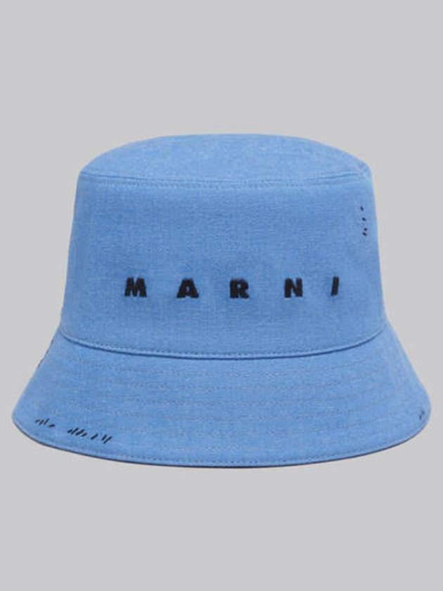 Embroidered Logo Denim Bucket Hat Blue - MARNI - BALAAN 2