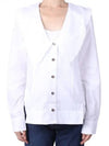 Women's Wide Collar Plunge Neck Cotton Shirt White - GANNI - BALAAN 2