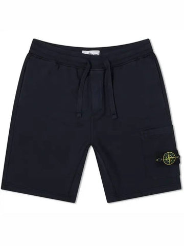 Men's Fleece Bermuda Shorts Navy - STONE ISLAND - BALAAN 1