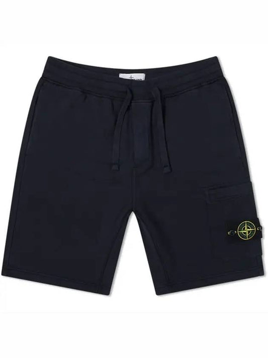 Men's Fleece Bermuda Shorts Navy - STONE ISLAND - BALAAN 1