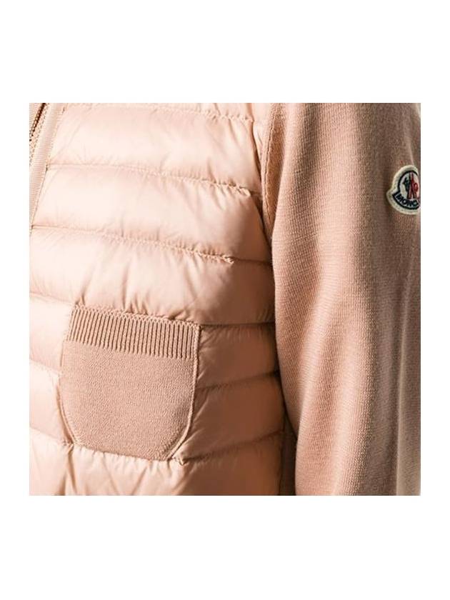 Padded Wool Zip-Up Cardigan Light Pink - MONCLER - BALAAN 5