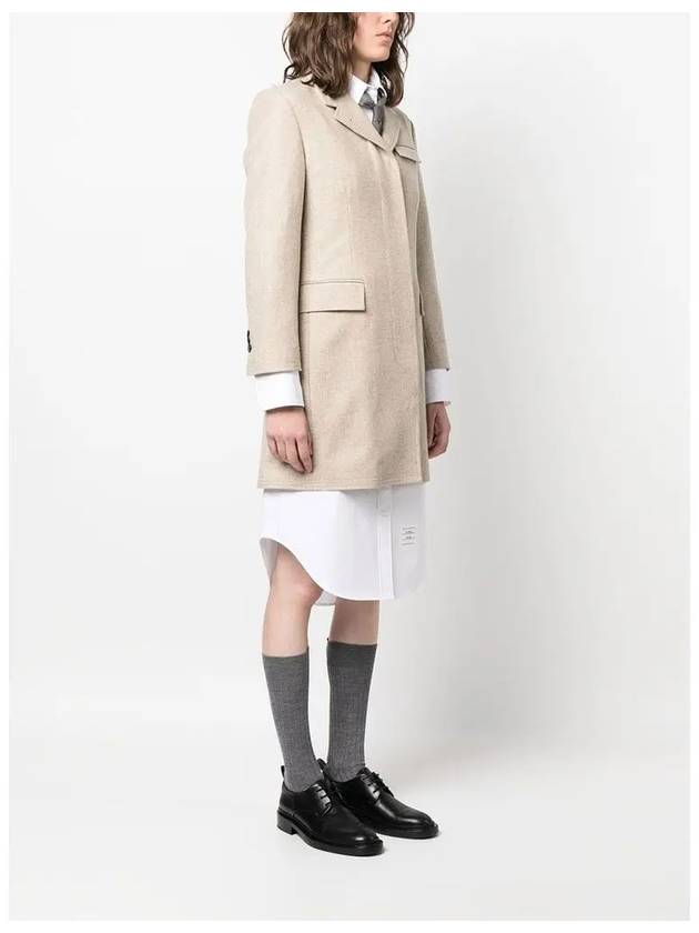 Flannel Chesterfield Wool Single Coat Beige - THOM BROWNE - BALAAN 5