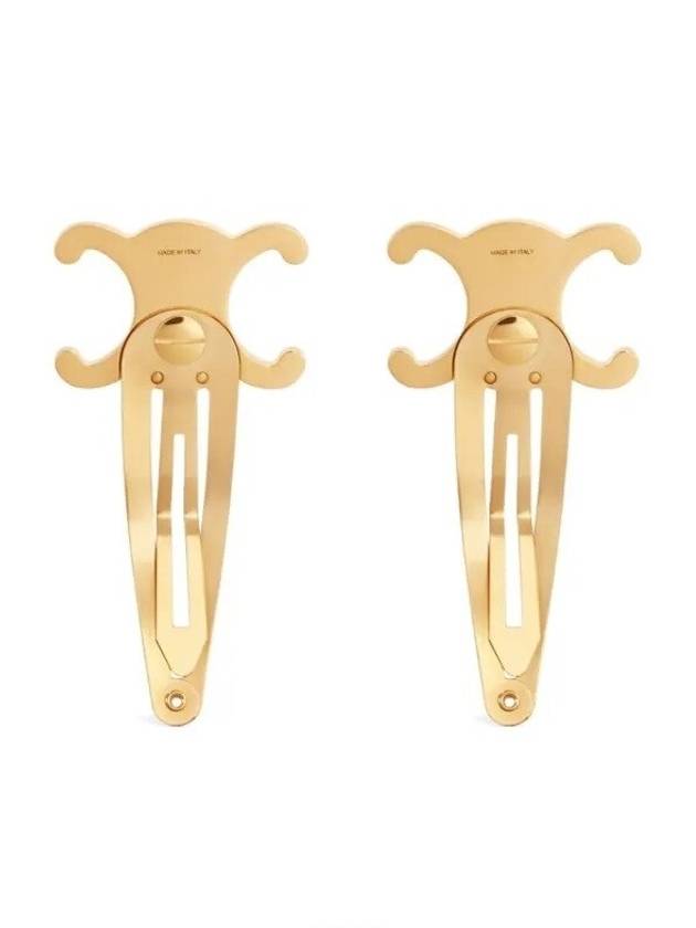 Triomphe Snap Brass Steel Hair Clip Gold Set Of 2 - CELINE - BALAAN 4