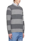 Rose Icon Rugby Stripe Cotton Knit Top Grey - THOM BROWNE - BALAAN 3