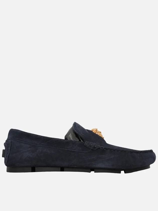 Medusa-embellished moccasins suede driving shoes navy - VERSACE - BALAAN 4