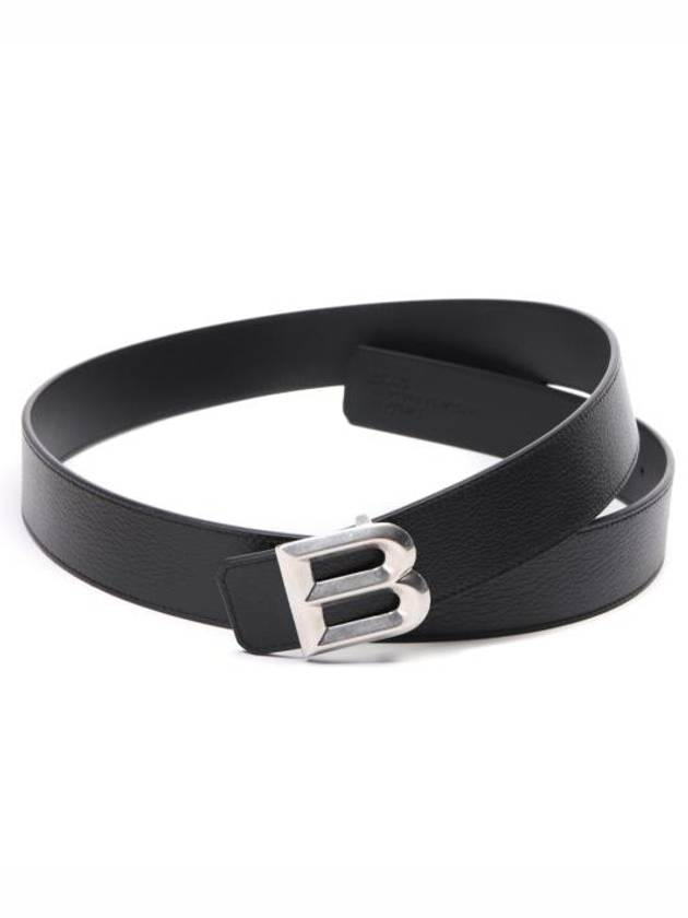 B Bold Buckle Leather Belt Black - BALLY - BALAAN 2