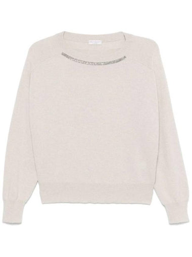 Monilli Cashmere Knit Top Beige - BRUNELLO CUCINELLI - BALAAN 1