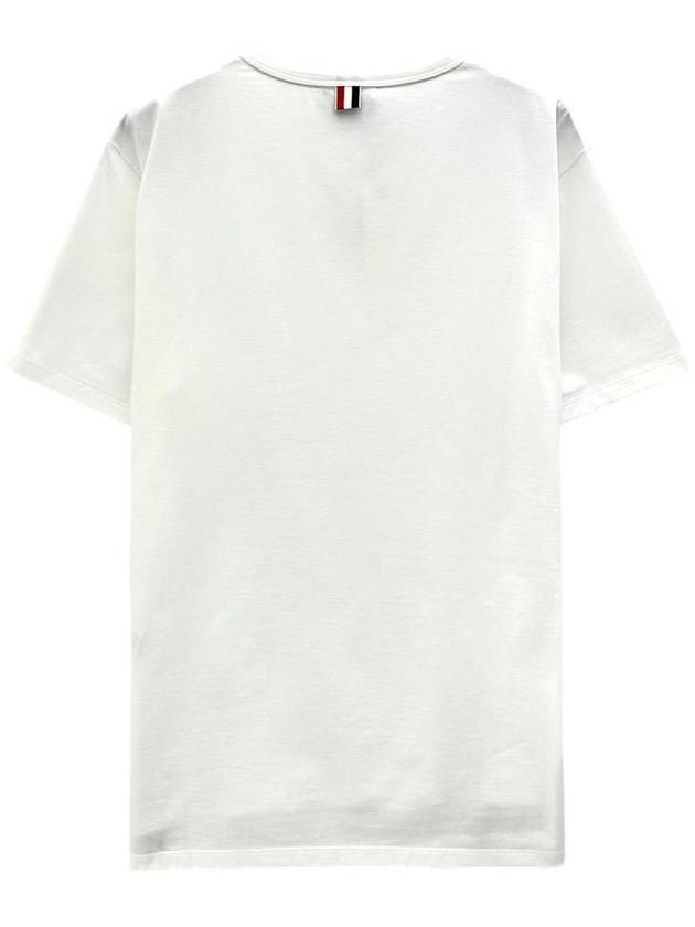 Men's Medium Weight Jersey Tipped Pocket Crewneck Short Sleeve T-Shirt White - THOM BROWNE - BALAAN 3