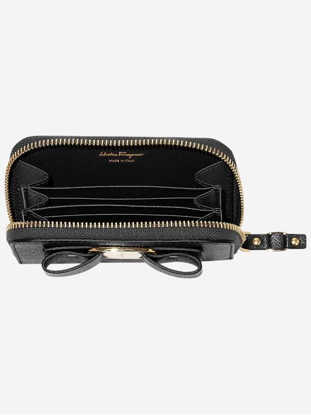 Vara Bow Zipper Card Wallet Black - SALVATORE FERRAGAMO - BALAAN 4