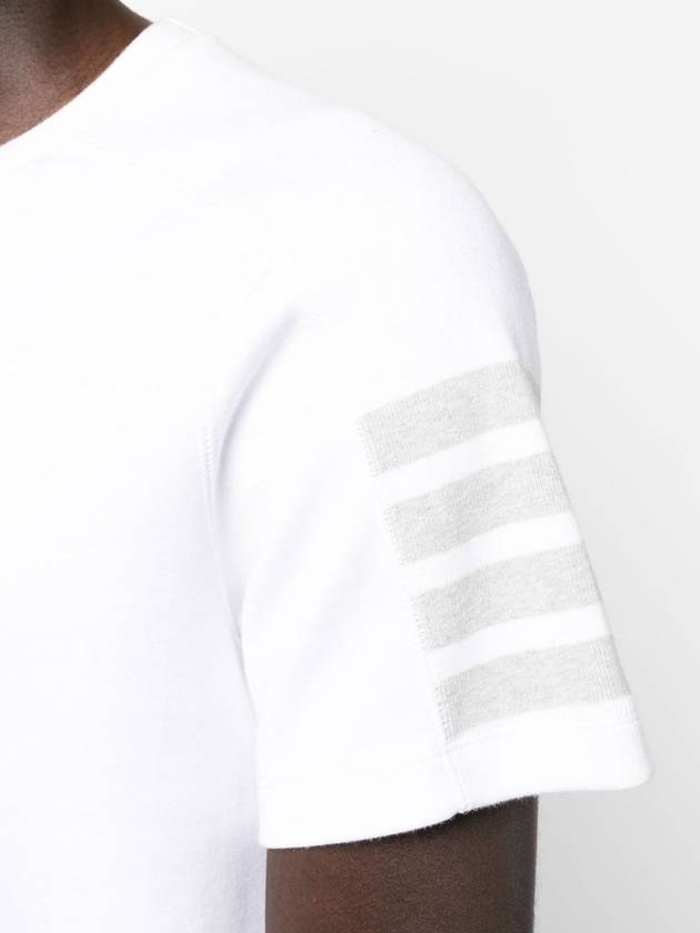 4-Bar Striped Cotton Short Sleeve T-Shirt White - THOM BROWNE - BALAAN 3