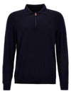 Half Zip Wool Knit Top Navy - KITON - BALAAN 1