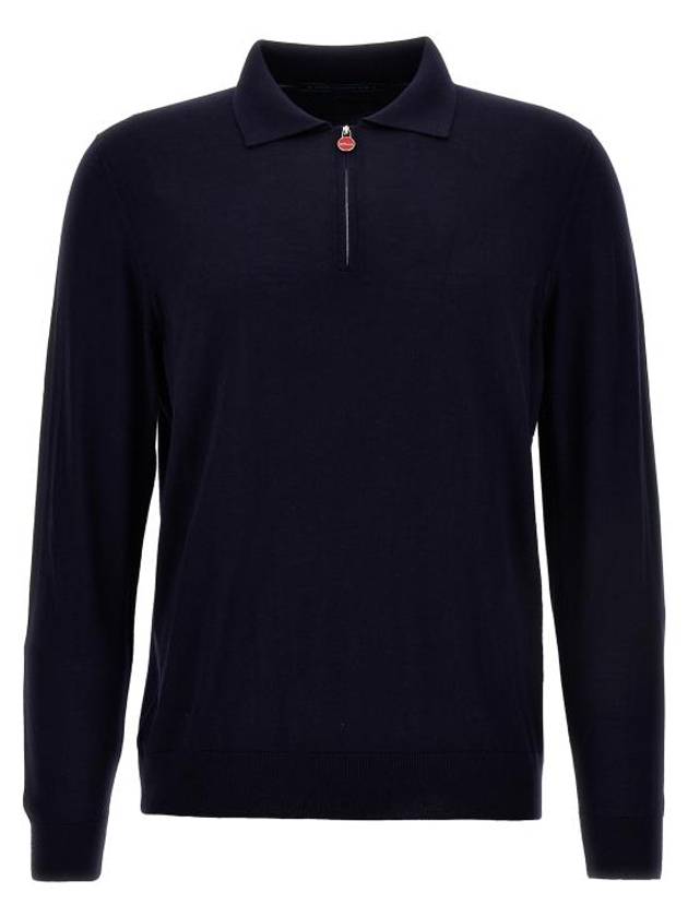 Half Zip Wool Knit Top Navy - KITON - BALAAN 1