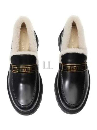 Code Brushed Calfskin Shearling Loafer Black - DIOR - BALAAN 2