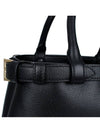 Double Belt Buckle Large Leather Handles Tote Bag Black - PRADA - BALAAN 11