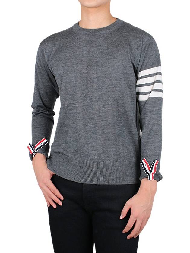 4 Bar Armband Classic Merino Wool Knit Top Medium Grey - THOM BROWNE - BALAAN 3