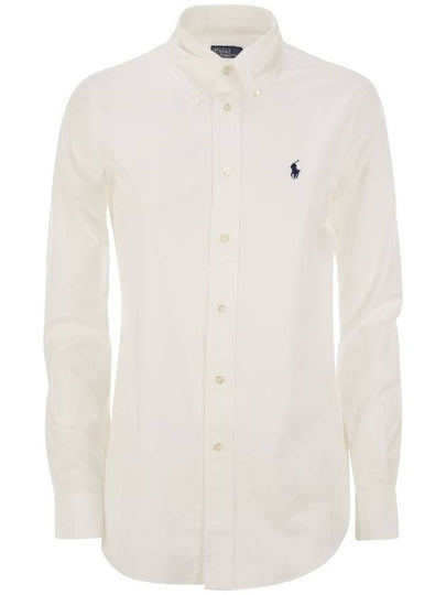 Stretch Slim Fit Long Sleeve Shirt White - POLO RALPH LAUREN - BALAAN 2