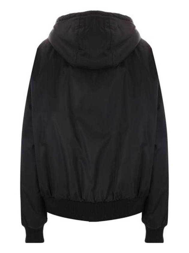 Triangle Logo Re-Nylon Zip Up Hoodie Black - PRADA - BALAAN 3