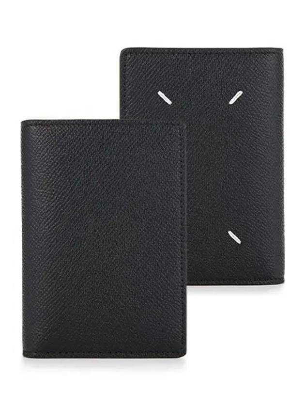 Stitched Bi-Fold Leather Card Wallet Black - MAISON MARGIELA - BALAAN 6