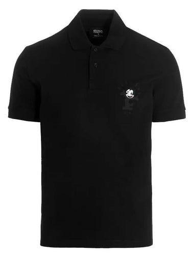 Logo Patch Short Sleeve Polo Shirt Black - NEIL BARRETT - BALAAN 1