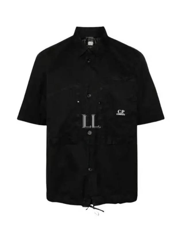 Microweave Laminated Lettering Logo Short Sleeve Shirt Black - CP COMPANY - BALAAN 2