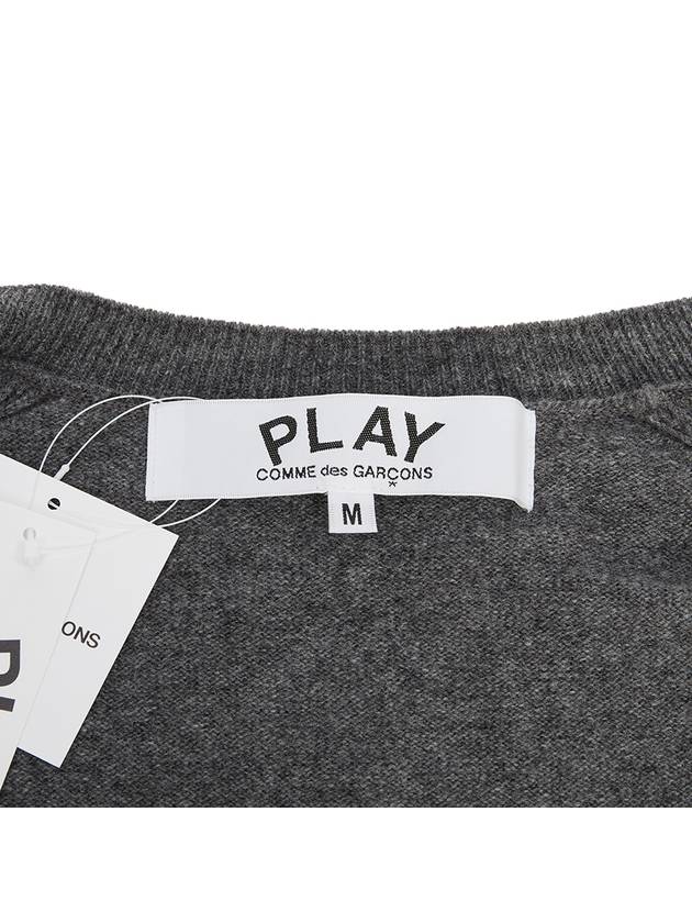 Comme des Gar ons Gold Wappen Wool Round Neck Cardigan Charcoal - COMME DES GARCONS PLAY - BALAAN 10