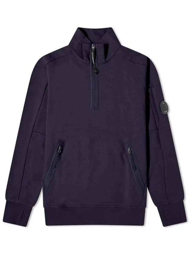 Diagonal Raised Fleece Half Zipped Sweatshirt Navy - CP COMPANY - BALAAN 2