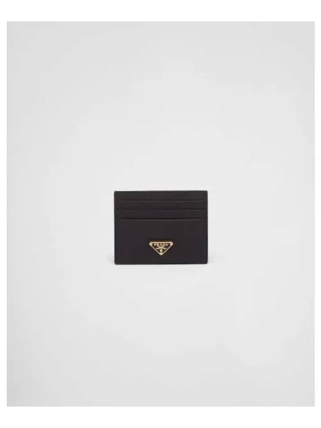 Saffiano Leather Triangle Logo Card Wallet Black Gold - PRADA - BALAAN 2