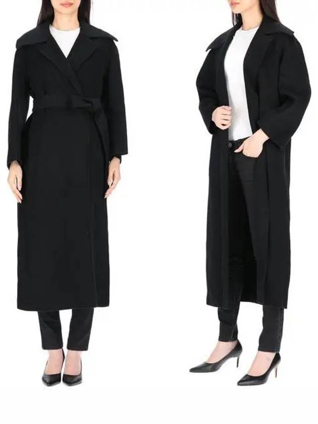 Giulietta Waist Belted Wool Single Coat Black - MAX MARA - BALAAN 2