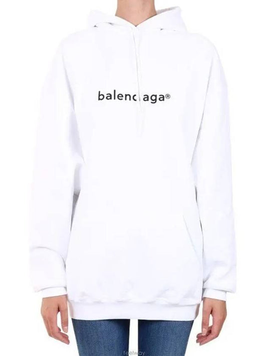 Women's logo printed oversized Hoodie top white - BALENCIAGA - BALAAN 2