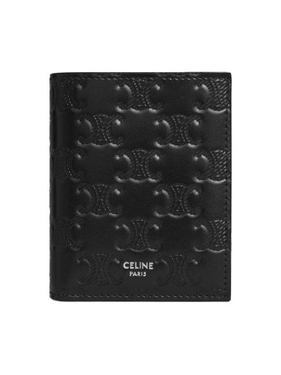 Triomphe Embossed Calfskin Compact Half Wallet Black - CELINE - BALAAN 2