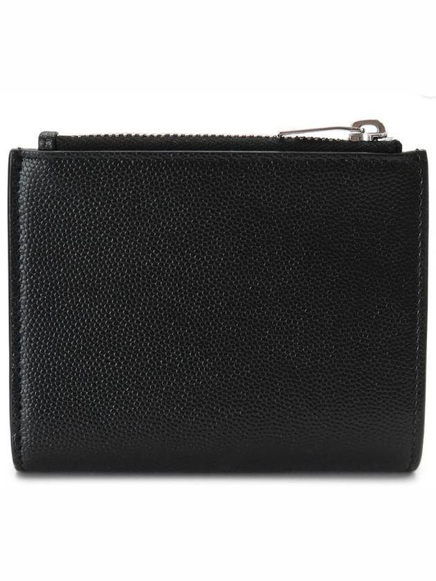 Grain de Poudre Embossed Leather Zipper Card Wallet Black - SAINT LAURENT - BALAAN 3